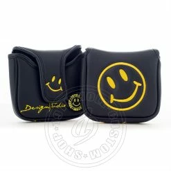19th Hole Custom Shop Smile Face High MOI Mallet Putter Headcover, Heel Shafted, Black
