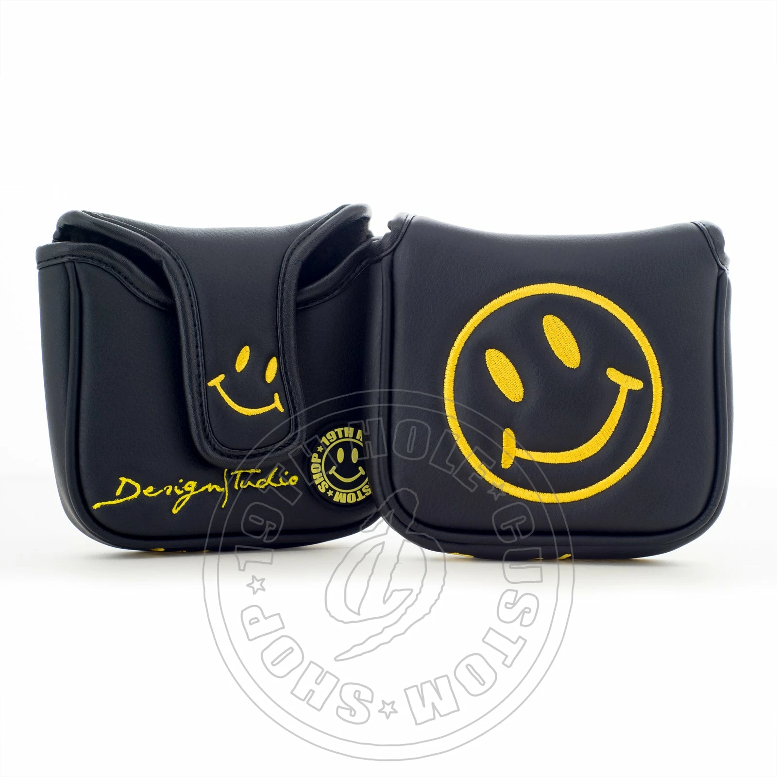 19th Hole Custom Shop Smile Face High MOI Mallet Putter Headcover, Heel Shafted, Black 3 19th Hole Custom Shop Smile Face High MOI Mallet Putter Headcover, Heel Shafted, Black