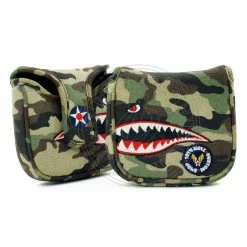 19th Hole Custom Shop Fighter Plane High MOI Mallet Putter Headcover, Heel Shafted, Camouflage