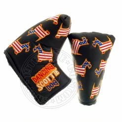 19th Hole Custom Shop US Flag Dancing Scottie Dog Head Cover For Blade And Midsize Mallet Putter, Black