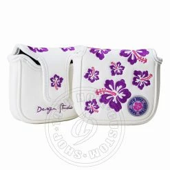 19th Hole Custom Shop Purple Hibiscus High-MOI Mallet Putter Headcover, White