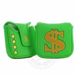 19th Hole Custom Shop Cash Is King High MOI Mallet Putter Head Cover, Heel Shafted, Green