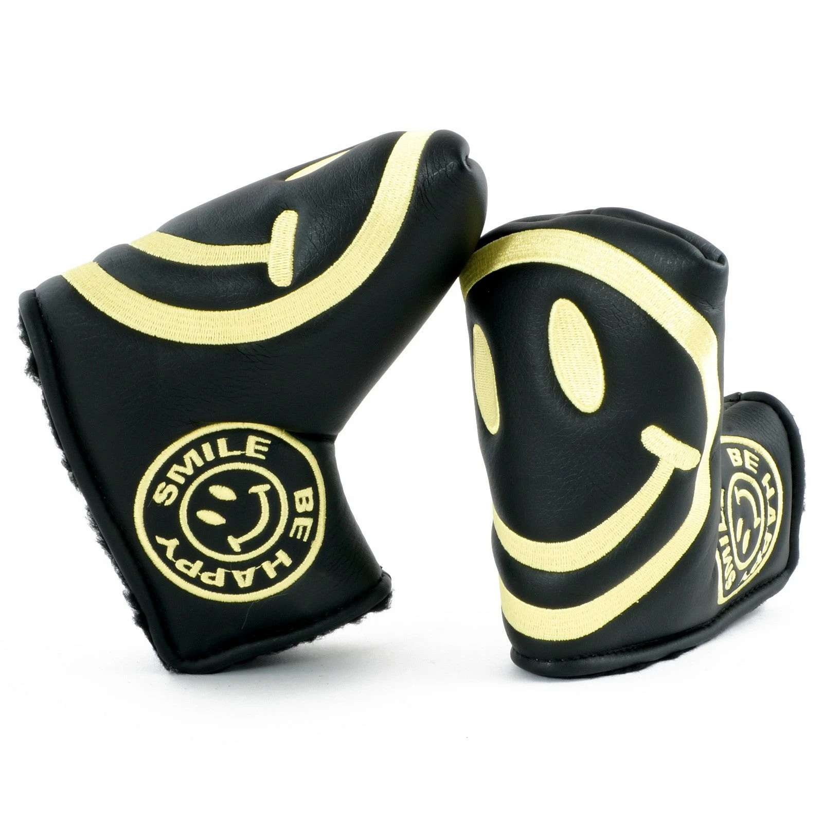 19th Hole Custom Shop Smile Face Head Cover For Blade And Midsize Mallet Putter, Black 3 19th Hole Custom Shop Smile Face Head Cover For Blade And Midsize Mallet Putter, Black