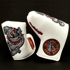19th Hole Custom Shop Bulldog Head Cover For Blade And Midsize Mallet Putter, White
