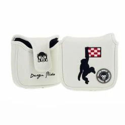 19th Hole Custom Shop Dancing Monkey High MOI Mallet Putter Headcover, Heel Shafted, White