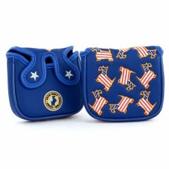 19th Hole Custom Shop US Flag Dancing Scottie Dog Mallet Putter Headcover, Blue