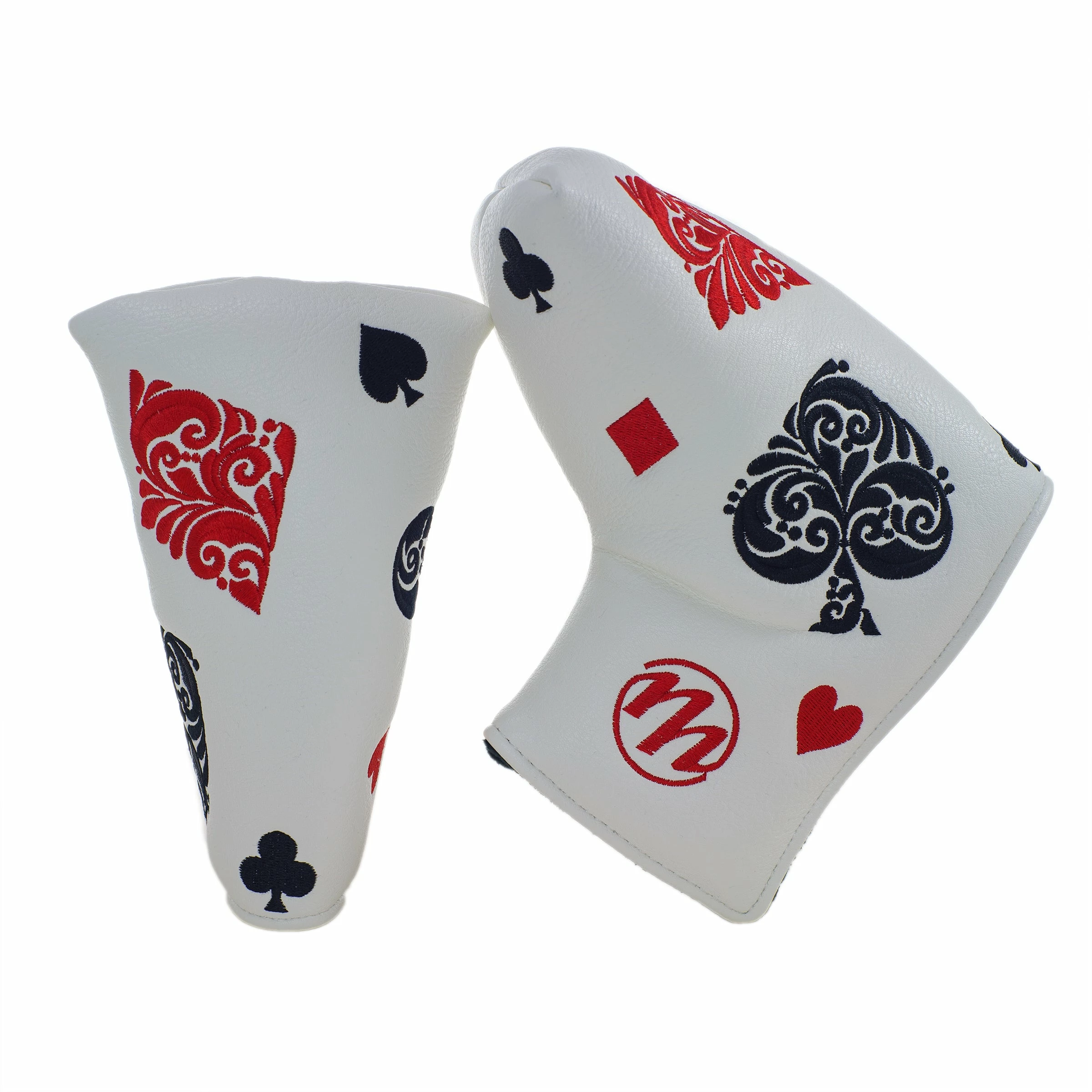 19th Hole Custom Shop Playing Card Blade And Mid Mallet Putter Headcover, White 3 19th Hole Custom Shop Playing Card Blade And Mid Mallet Putter Headcover, White