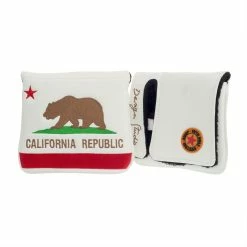 19th Hole Custom Shop California Republic High-MOI Mallet Putter Headcover, RH, White