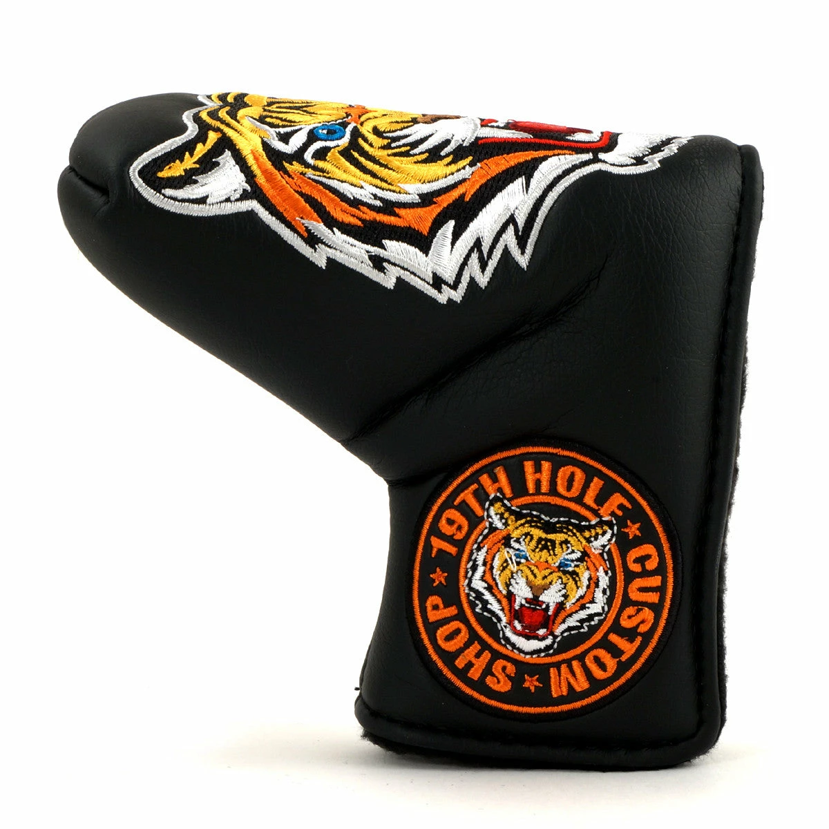 19th Hole Custom Shop Tiger Head Cover For Blade And Midsize Mallet Putter, Black 4 19th Hole Custom Shop Tiger Head Cover For Blade And Midsize Mallet Putter, Black - Image 2