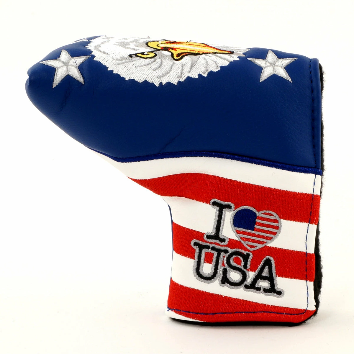 19th Hole Custom Shop Bald Eagle Head & I Love USA Head Cover For Blade And Midsize Mallet Putter 4 19th Hole Custom Shop Bald Eagle Head & I Love USA Head Cover For Blade And Midsize Mallet Putter - Image 2