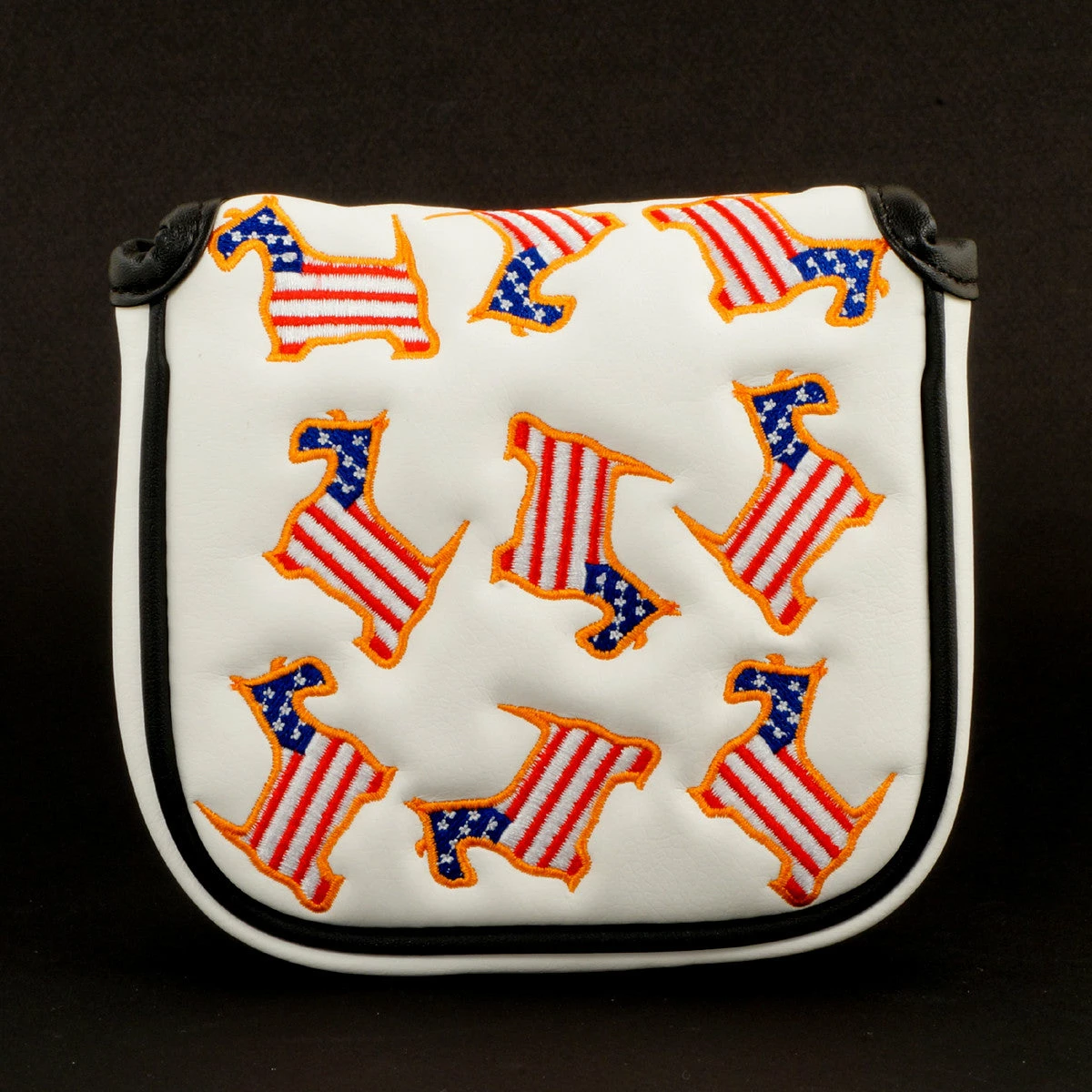 19th Hole Custom Shop US Flag Dancing Scottie Dog Mallet Putter Head Cover, White 4 19th Hole Custom Shop US Flag Dancing Scottie Dog Mallet Putter Head Cover, White - Image 2