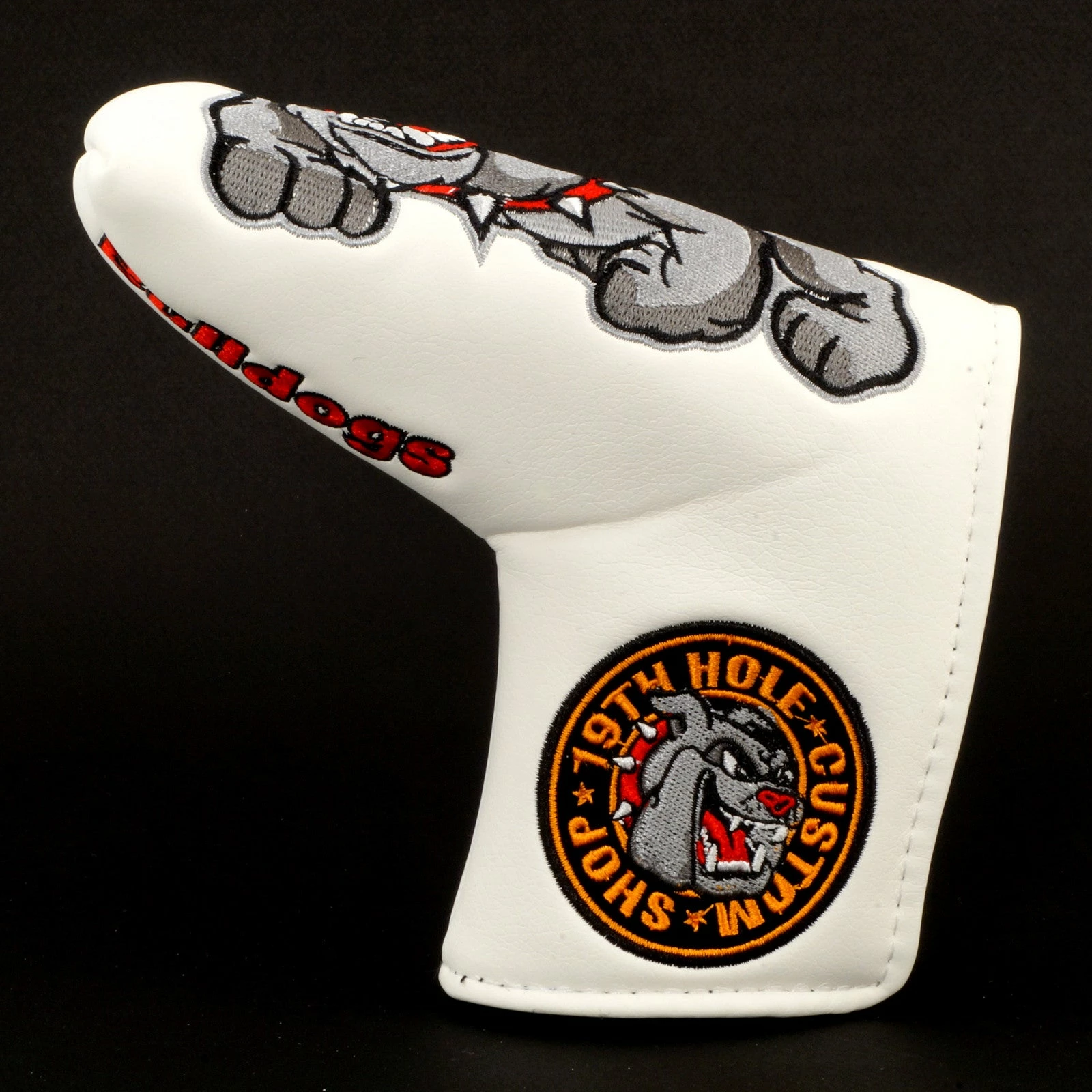 19th Hole Custom Shop Bulldog Head Cover For Blade Putter, White 4 19th Hole Custom Shop Bulldog Head Cover For Blade Putter, White - Image 2