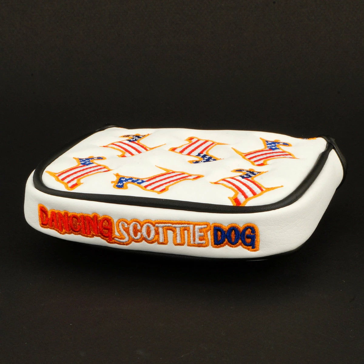 19th Hole Custom Shop US Flag Dancing Scottie Dog Mallet Putter Head Cover, White 6 19th Hole Custom Shop US Flag Dancing Scottie Dog Mallet Putter Head Cover, White - Image 4