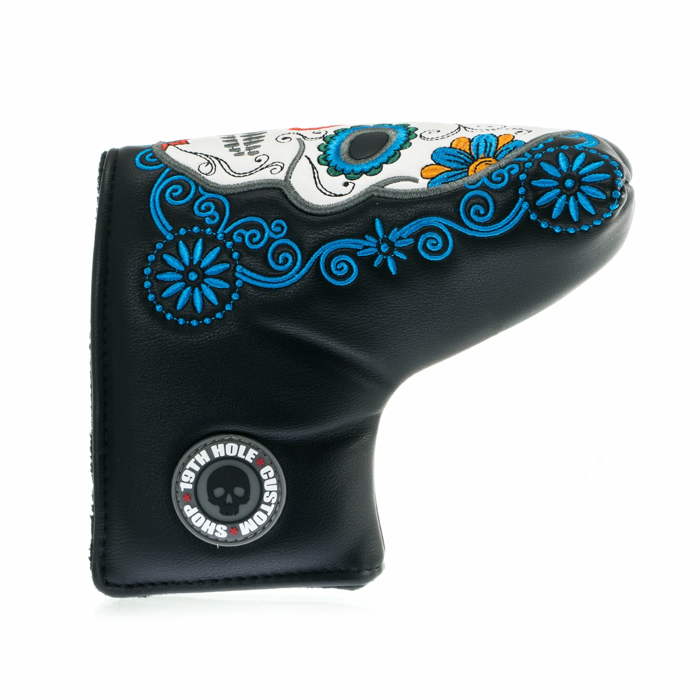 19th Hole Custom Shop Dia De Los Muertos Sugar Skull Blade And Mid Mallet Putter Headcover, Black 7 19th Hole Custom Shop Dia De Los Muertos Sugar Skull Blade And Mid Mallet Putter Headcover, Black - Image 5