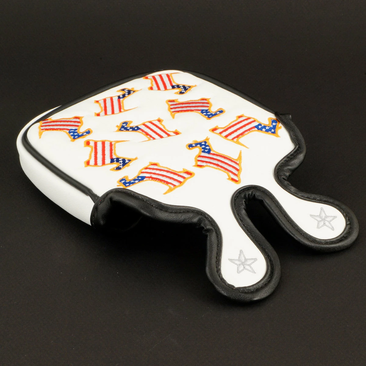19th Hole Custom Shop US Flag Dancing Scottie Dog Mallet Putter Head Cover, White 7 19th Hole Custom Shop US Flag Dancing Scottie Dog Mallet Putter Head Cover, White - Image 5